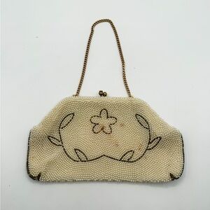 Mid Century Bag By Debbie White Beaded Evening Bag with Optional Chain Handle